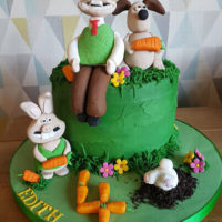 Wallace & Gromit themed green birthday cake for Edith