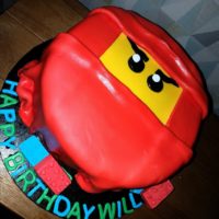 Red Ninjago lego birthday cake for Will