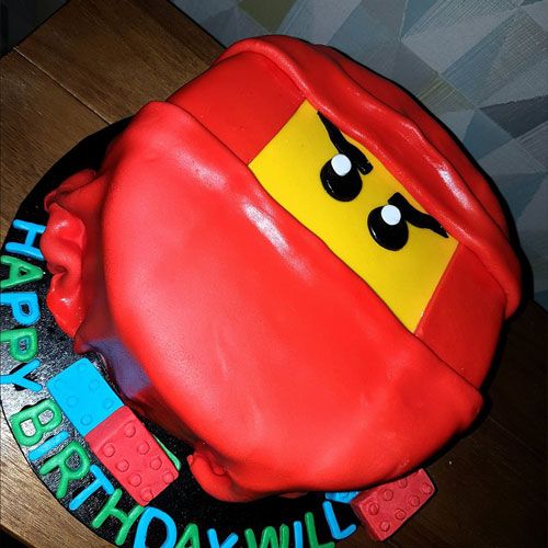 Red Ninjago lego birthday cake for Will