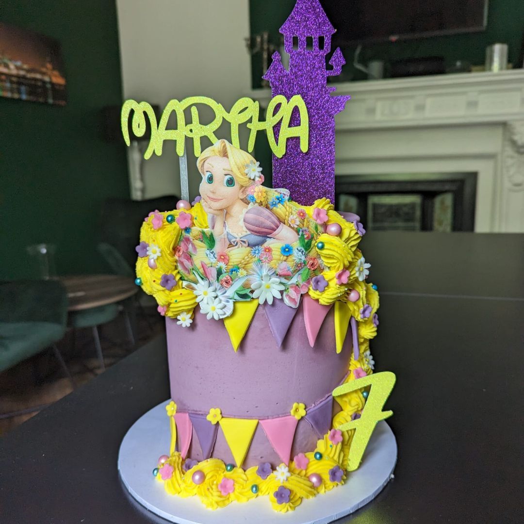 Two tier Descendants themed birthday cake for Jessica